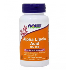 NOW Foods uztura bagātinātājs Alfa Liposkābe (Alpha Lipoic Acid) 100mg, 60 kaps.